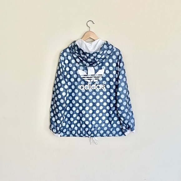 Adidas Originals Tokyo Windbreaker Blue Polka Dot Full Zip Jacket Women’s Medium - Picture 9 of 13